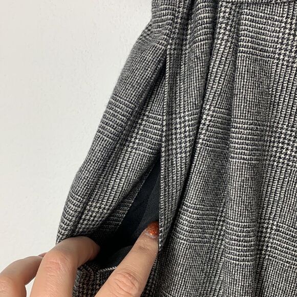 J. Crew Collection 100% Wool Houndstooth Plaid Paper Bag Midi Belted Skirt Sz S - Picture 4 of 12
